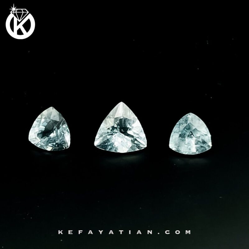 آکوامارین مثلث تراش Facet وزن 4.465ct